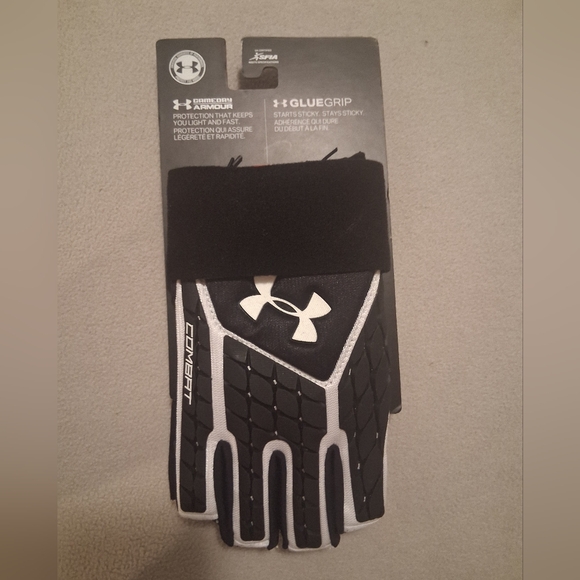 Under Armour Mens Combat Half Finger Padded Footbal Gloves For Lineman XL - Picture 2 of 7